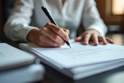 Foto: Person unterschreibt Dokument